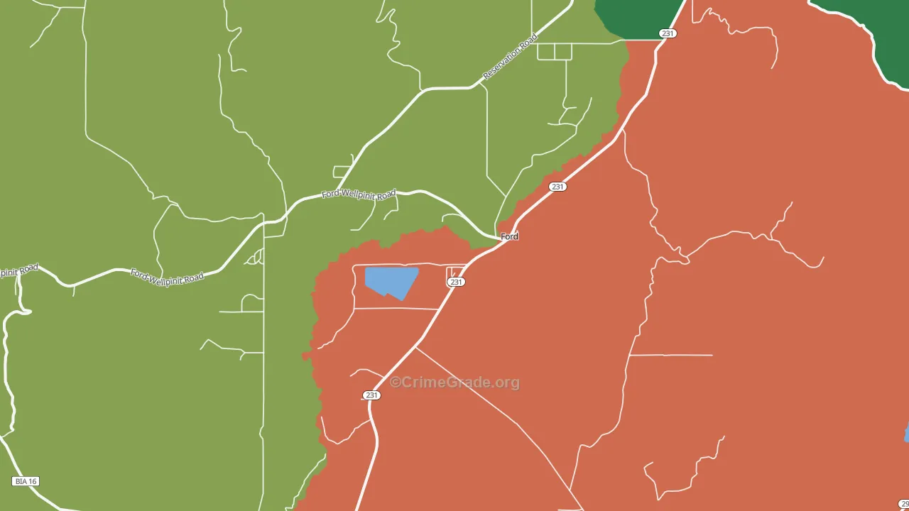 Ford, WA Map of Assault Rates