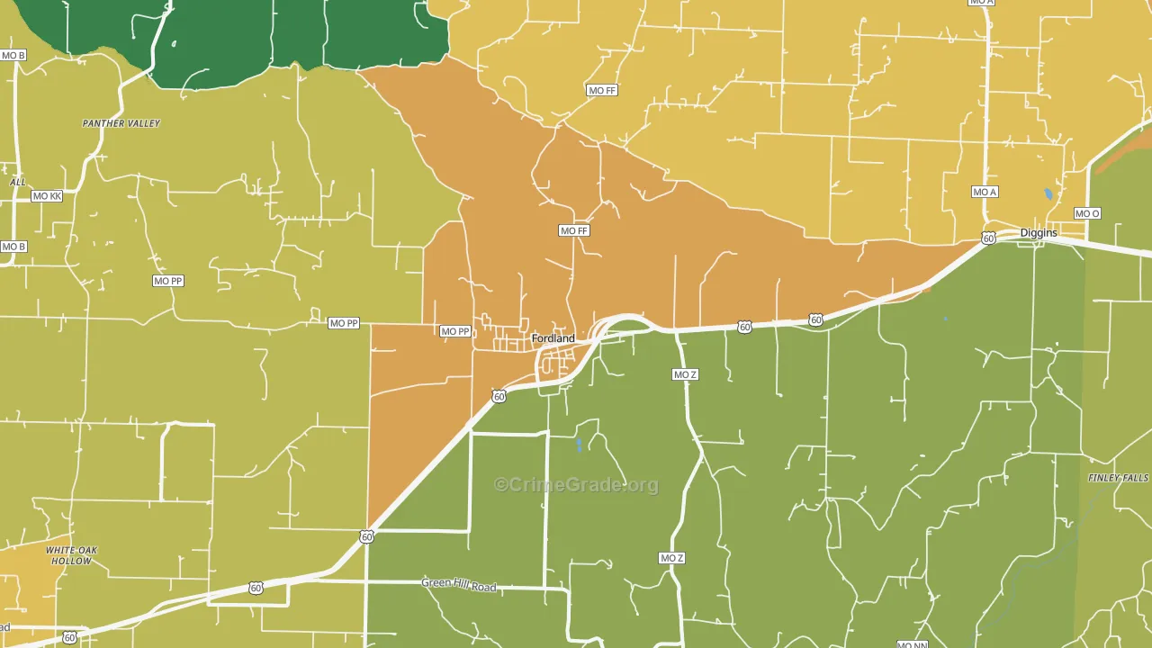 Fordland, MO Map of Assault Rates