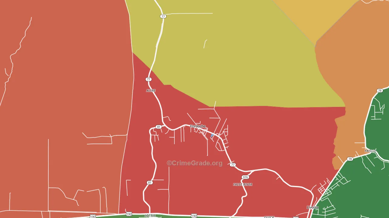 Fordoche, LA Map of Assault Rates