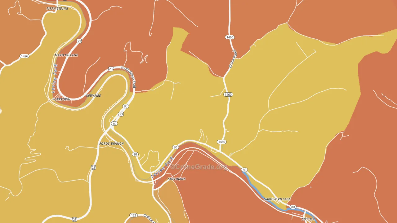 Fords Branch, KY Map of Assault Rates