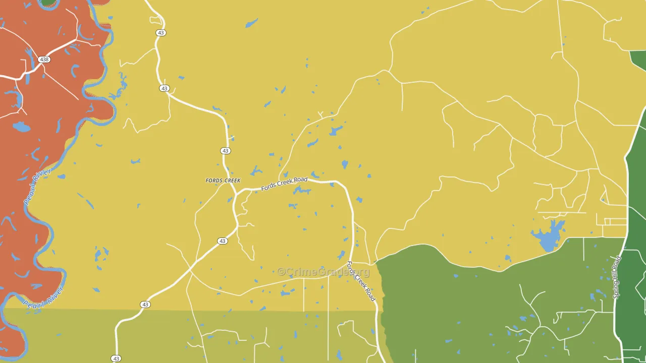 Fords Creek, MS Map of Assault Rates