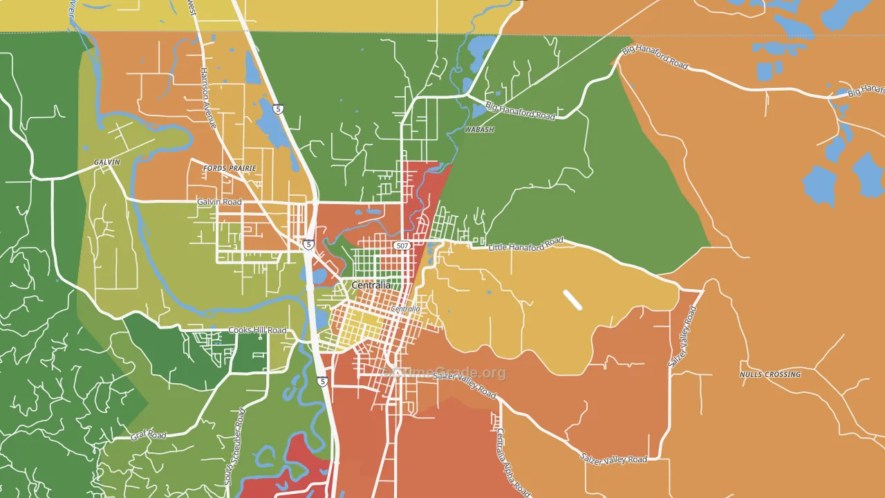 Fords Prairie, WA Map of Assault Rates