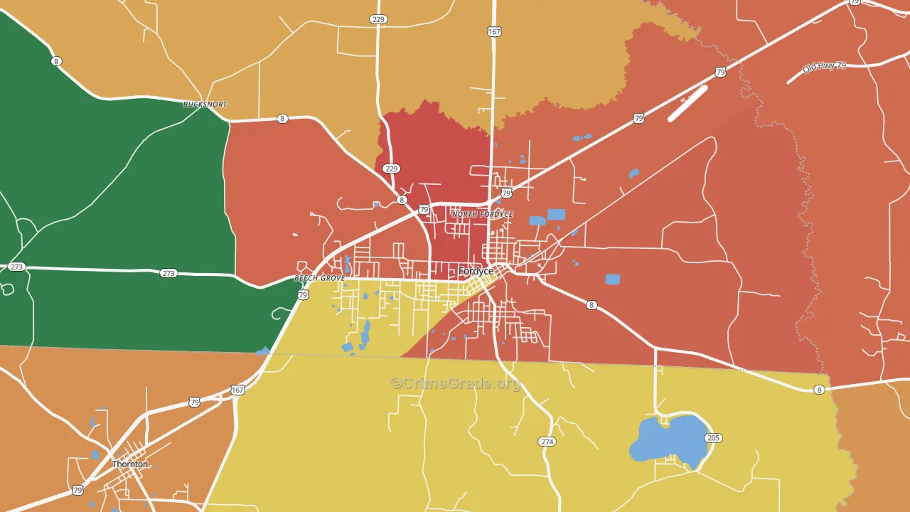 Fordyce, AR Map of Assault Rates