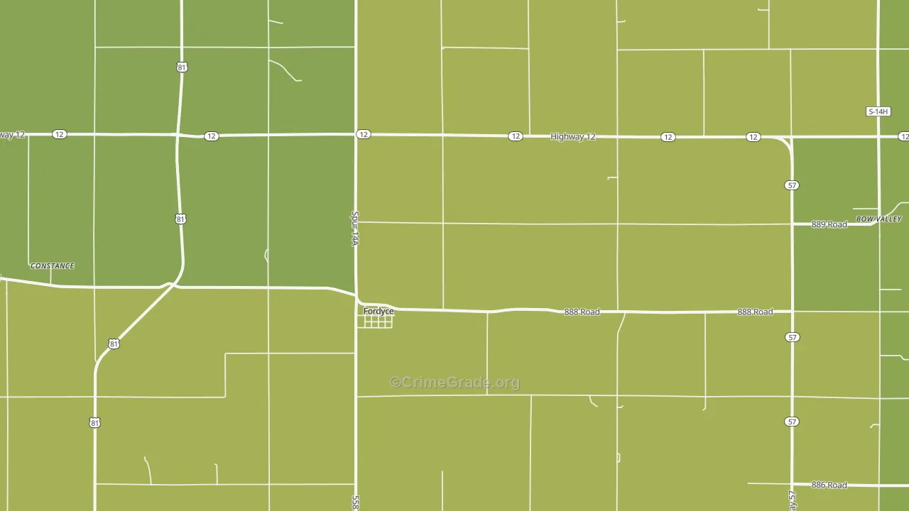 Fordyce, NE Map of Assault Rates