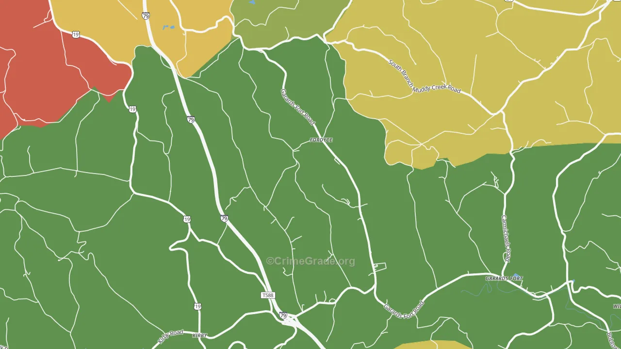 Fordyce, PA Map of Assault Rates