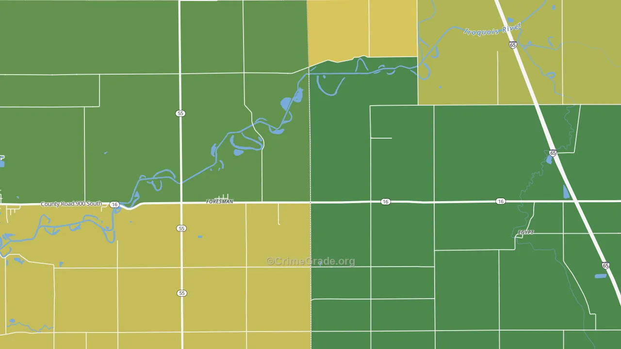 Foresman, IN Map of Assault Rates
