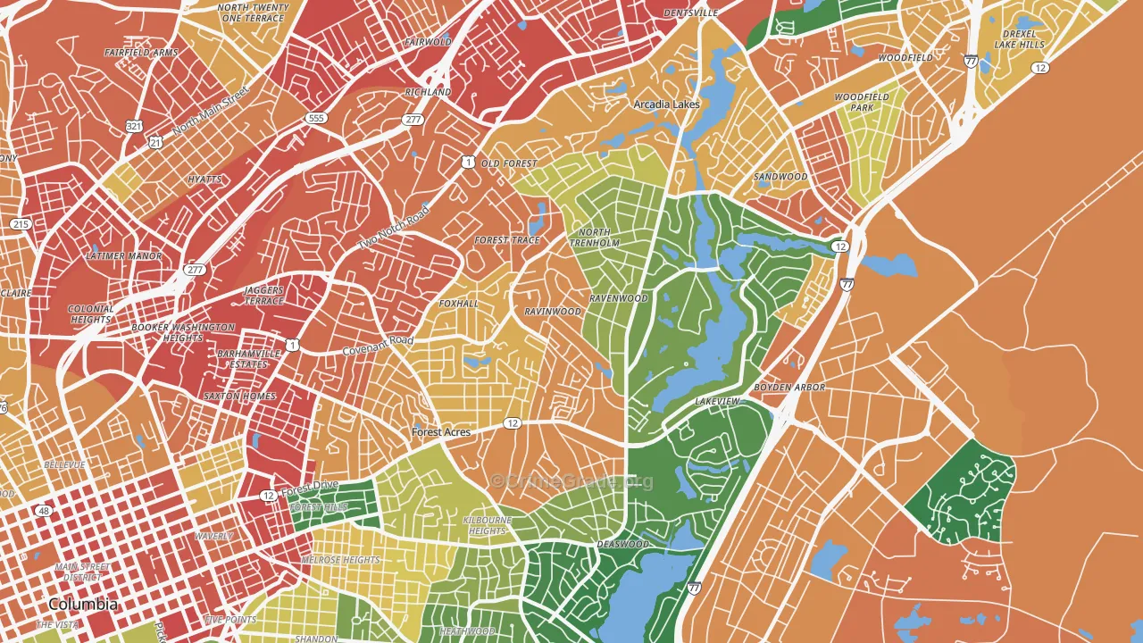 Forest Acres, SC Map of Assault Rates