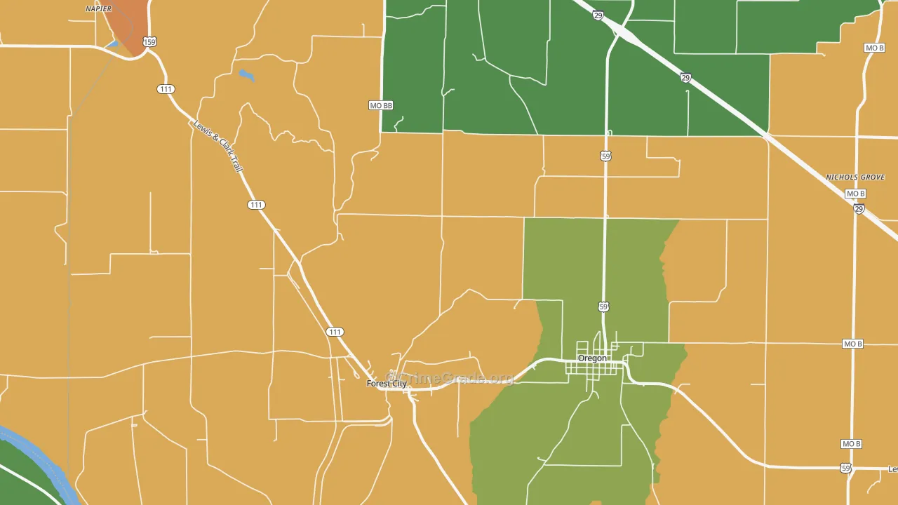 Forest City, MO Map of Assault Rates