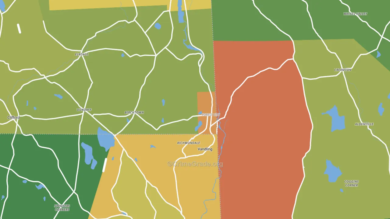 Forest City, PA Map of Assault Rates