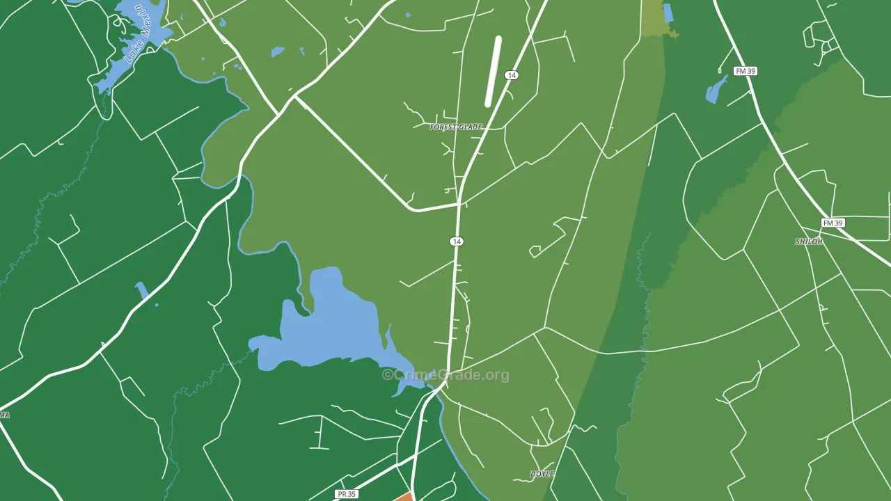 Forest Glade, TX Map of Assault Rates