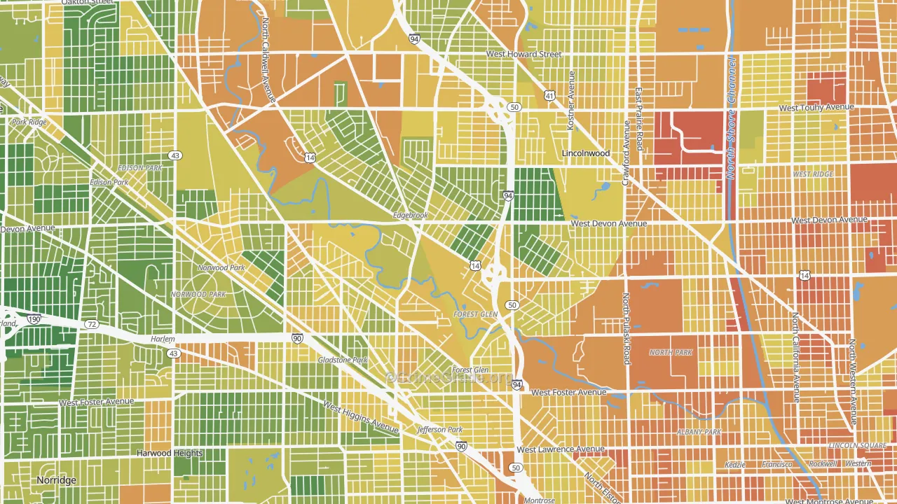 Forest Glen, Chicago, IL Map of Assault Rates