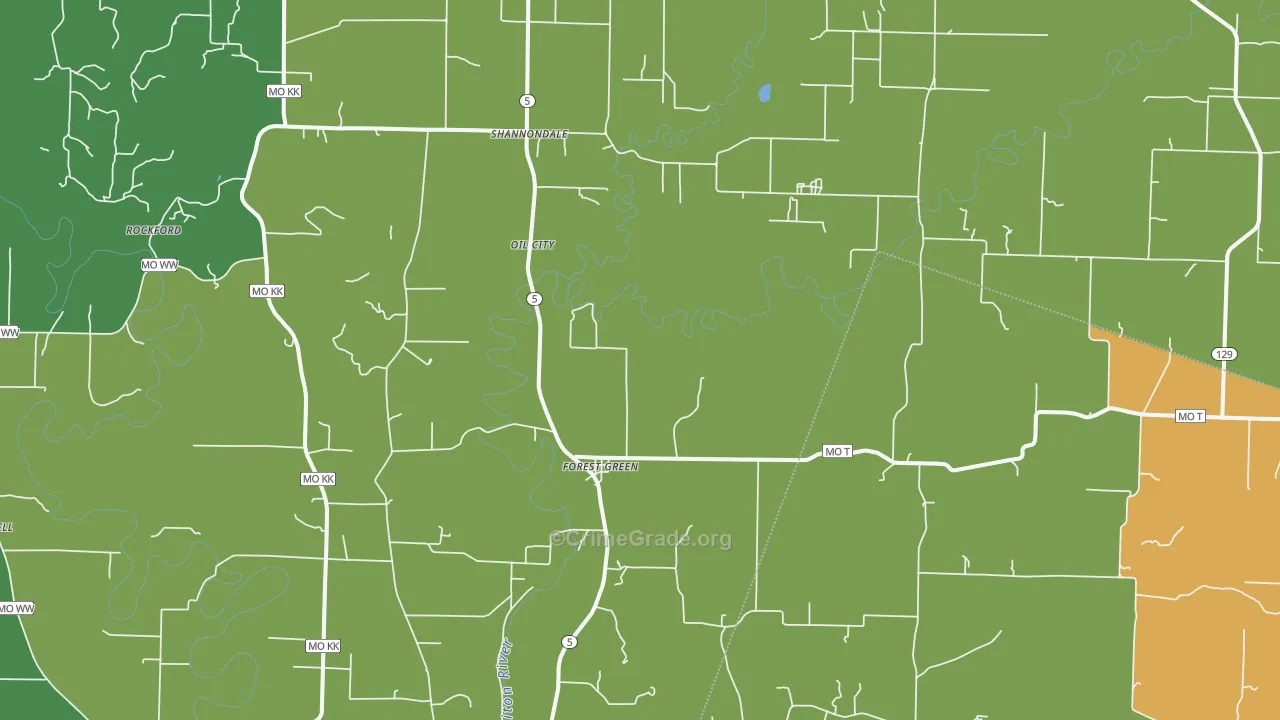 Forest Green, MO Map of Assault Rates