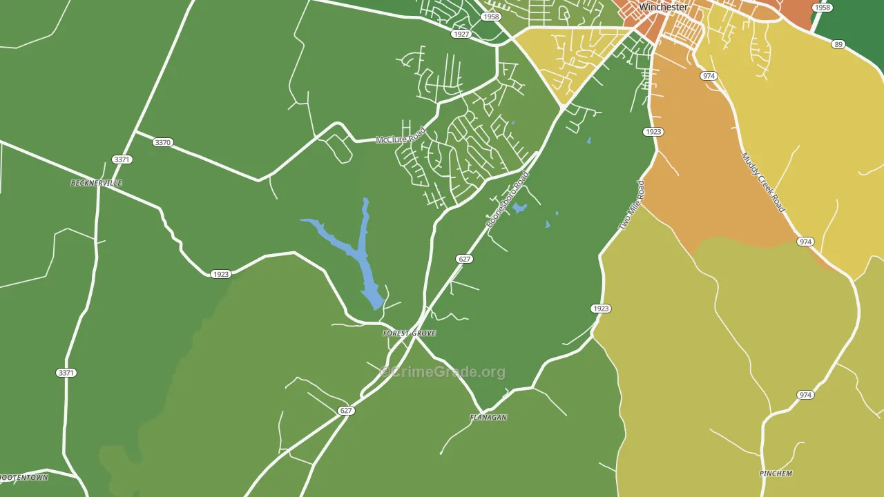 Forest Grove, KY Map of Assault Rates