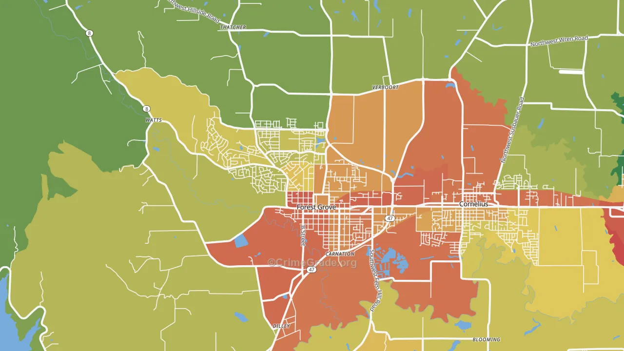 Forest Grove, OR Map of Assault Rates