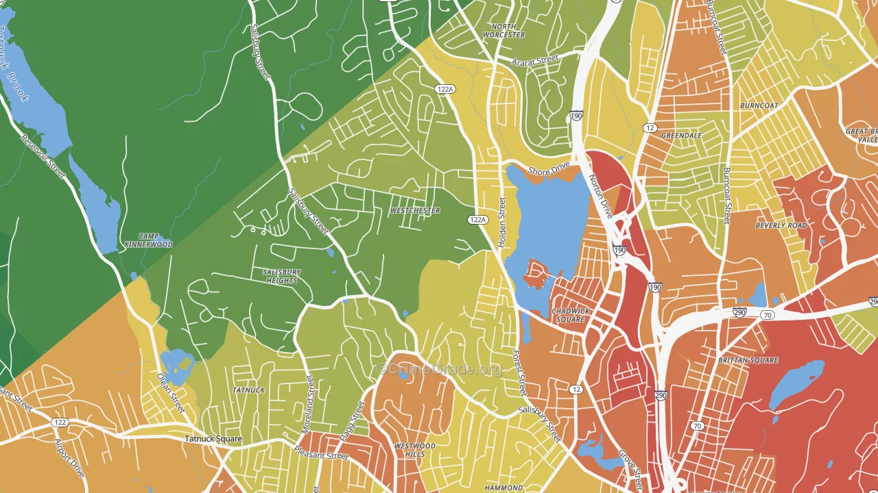 Forest Grove, Worcester, MA Map of Assault Rates