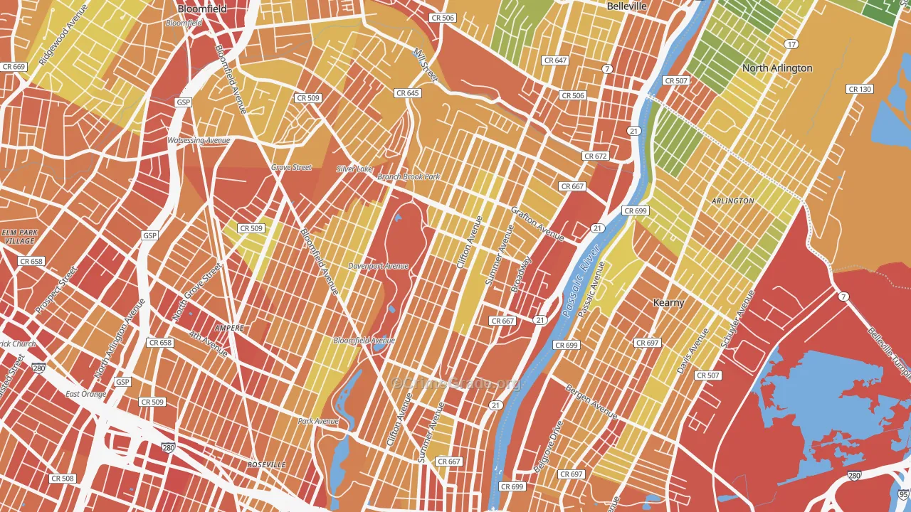 Forest Hill, Newark, NJ Map of Assault Rates