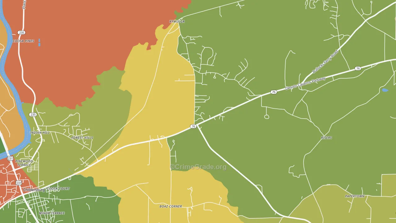 Forest Hills, AL Map of Assault Rates