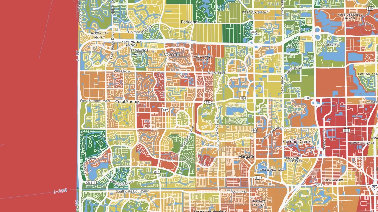 Forest Hills-Miami, Coral Springs, FL Map of Assault Rates