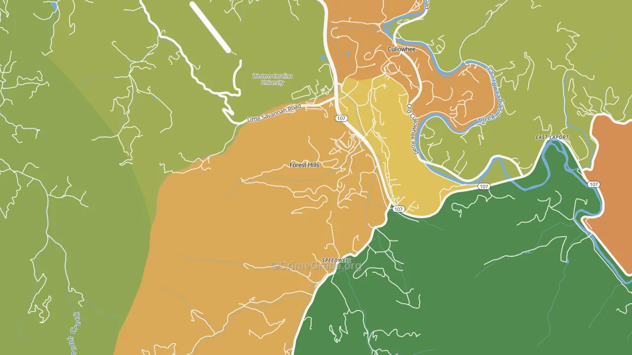 Forest Hills, NC Map of Assault Rates