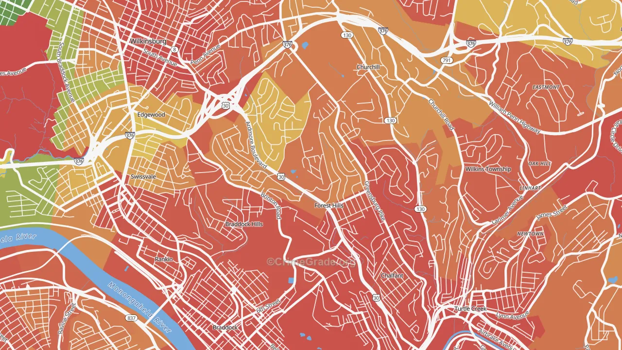 Forest Hills, PA Map of Assault Rates