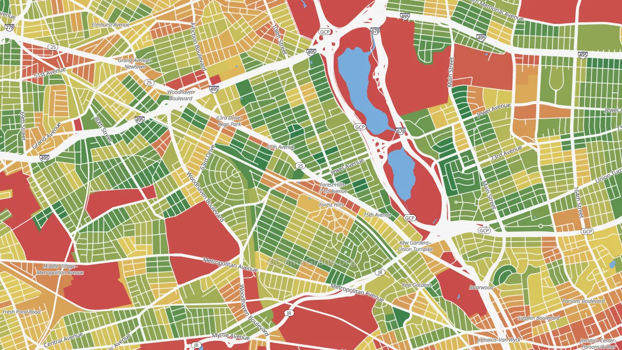 Forest Hills, Queens, NY Map of Assault Rates