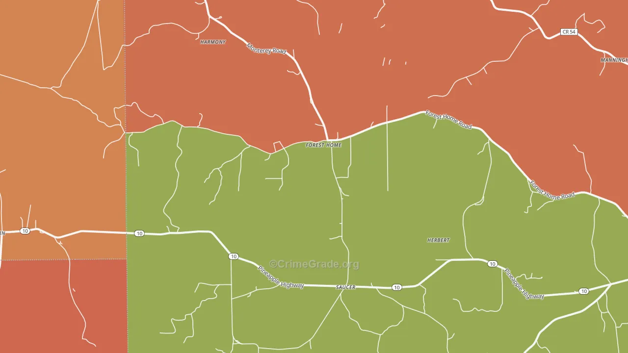 Forest Home, AL Map of Assault Rates