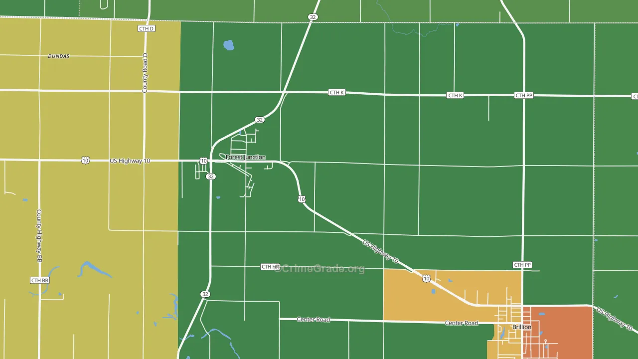 Forest Junction, WI Map of Assault Rates