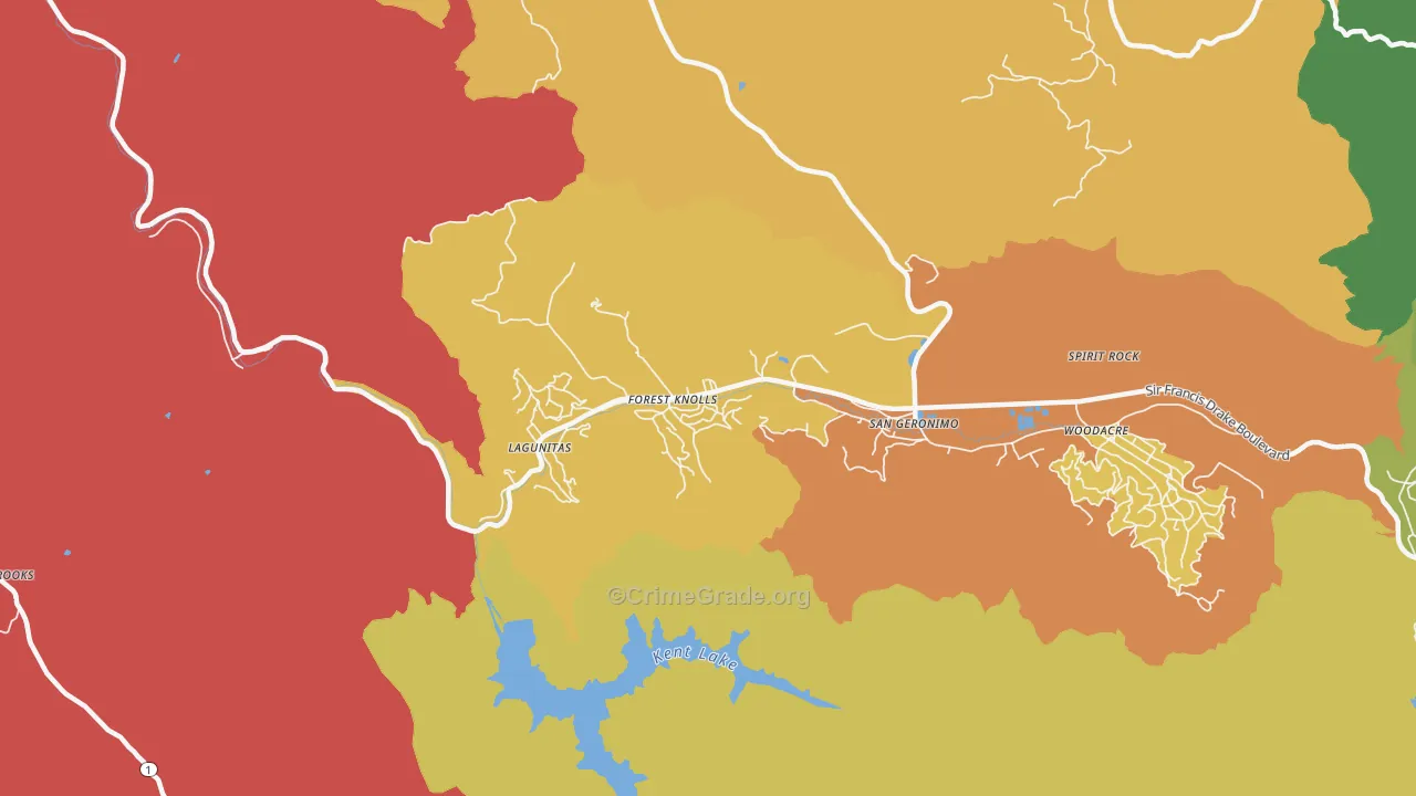 Forest Knolls, CA Map of Assault Rates