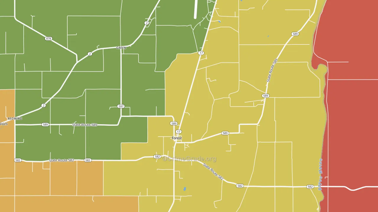 Forest, LA Map of Assault Rates