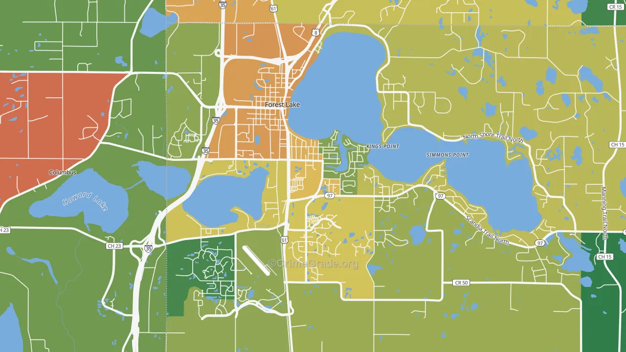 Forest Lake, MN Map of Assault Rates