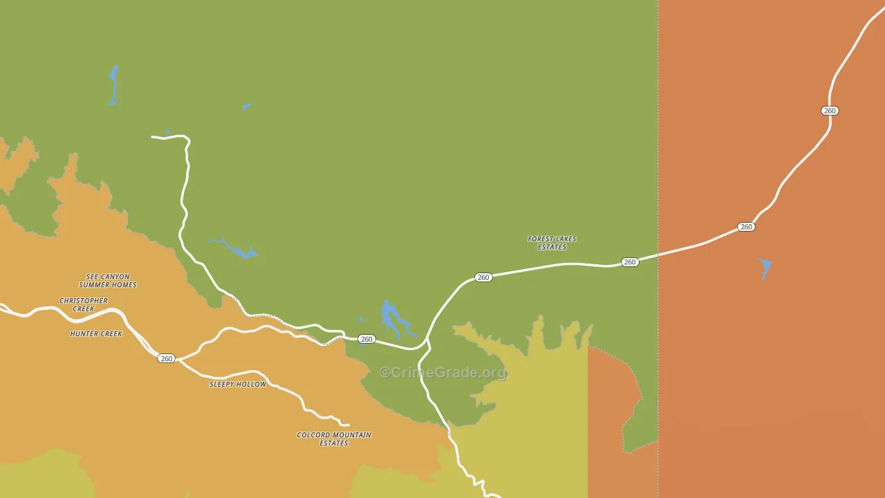 Forest Lakes, AZ Map of Assault Rates