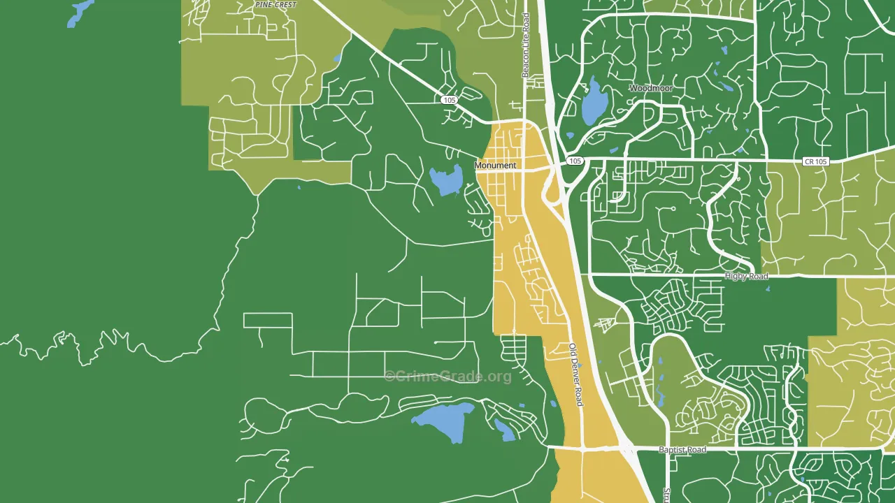 Forest Lakes, Monument, CO Map of Assault Rates