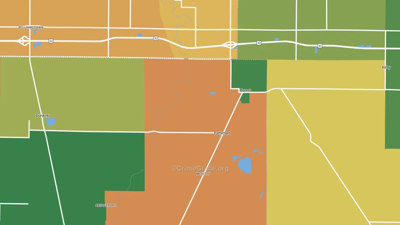 Forest, OH Map of Assault Rates