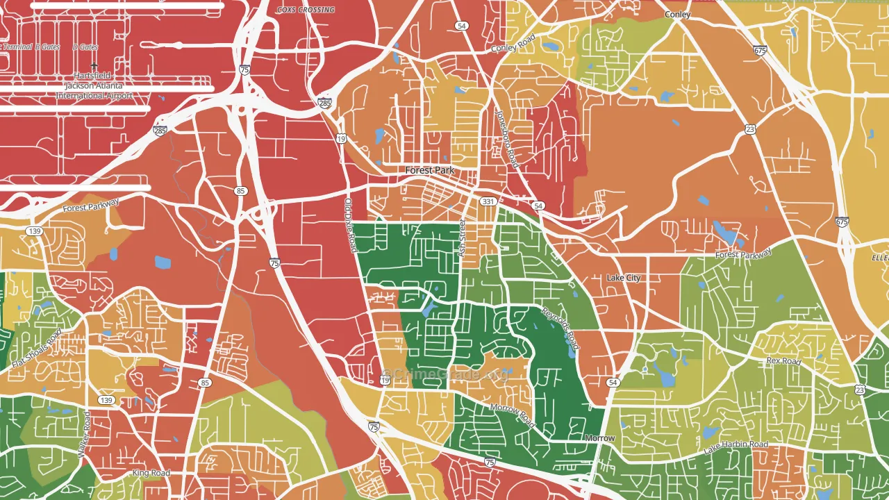 Forest Park, GA Map of Assault Rates