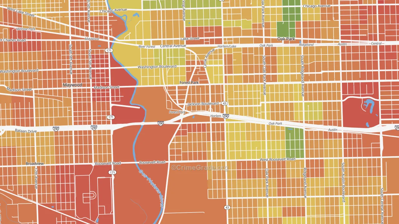 Forest Park, IL Map of Assault Rates