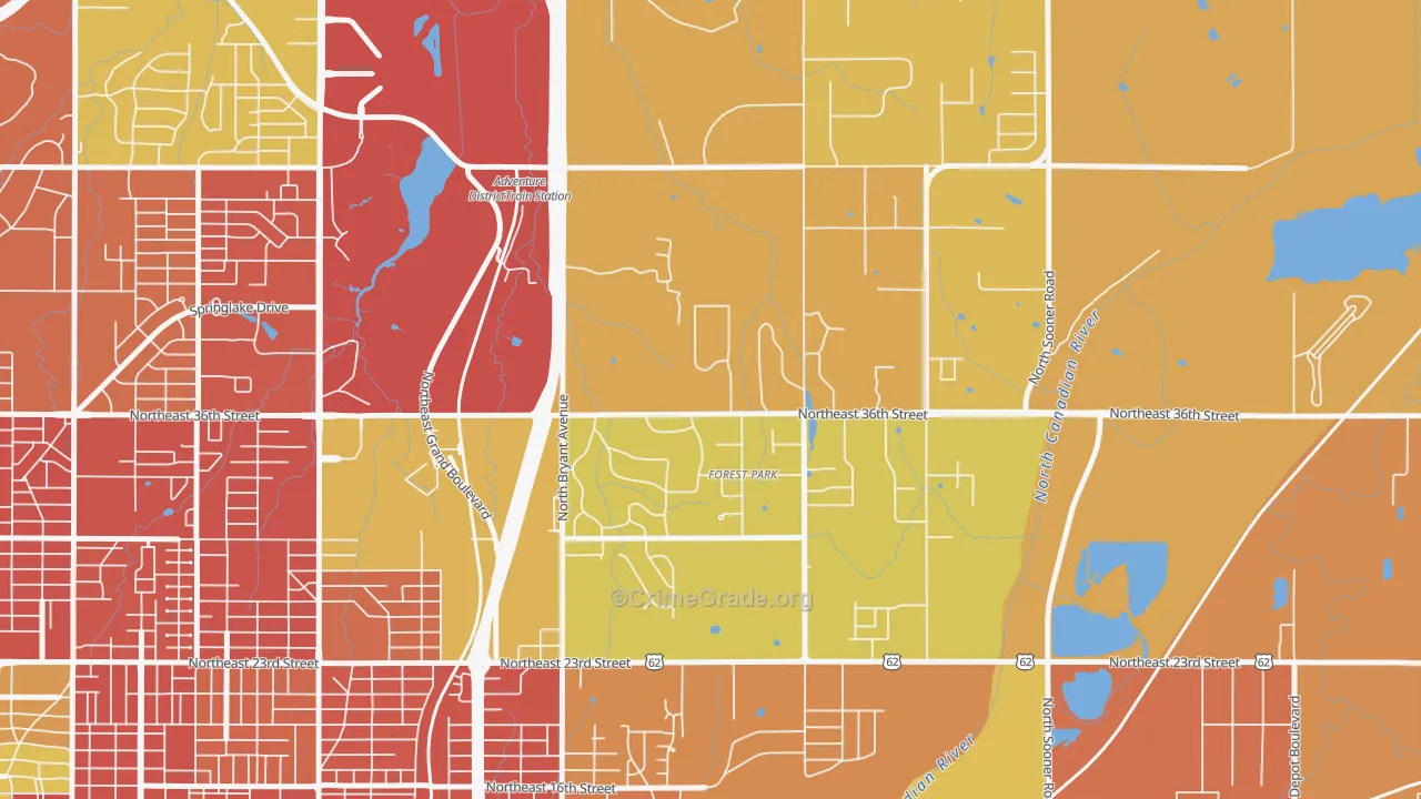 Forest Park, OK Map of Assault Rates