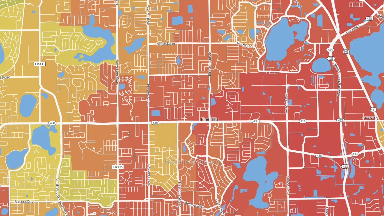 Forest Park, Pine Hills, FL Map of Assault Rates