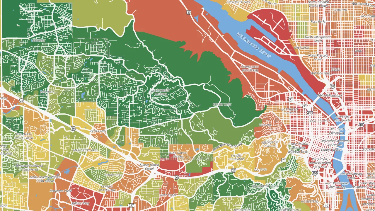 Forest Park, Portland, OR Map of Assault Rates