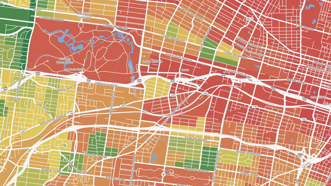 Forest Park Southeast, St. Louis, MO Map of Assault Rates