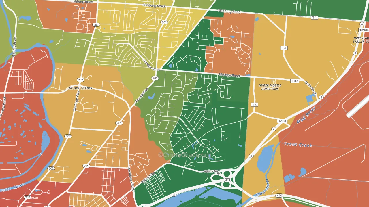 Forest Ridge-Quail Hollow, Dayton, OH Map of Assault Rates