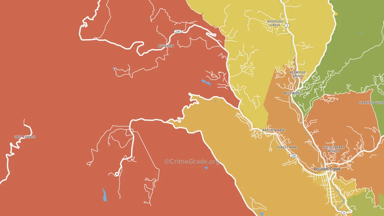 Forest Springs, CA Map of Assault Rates