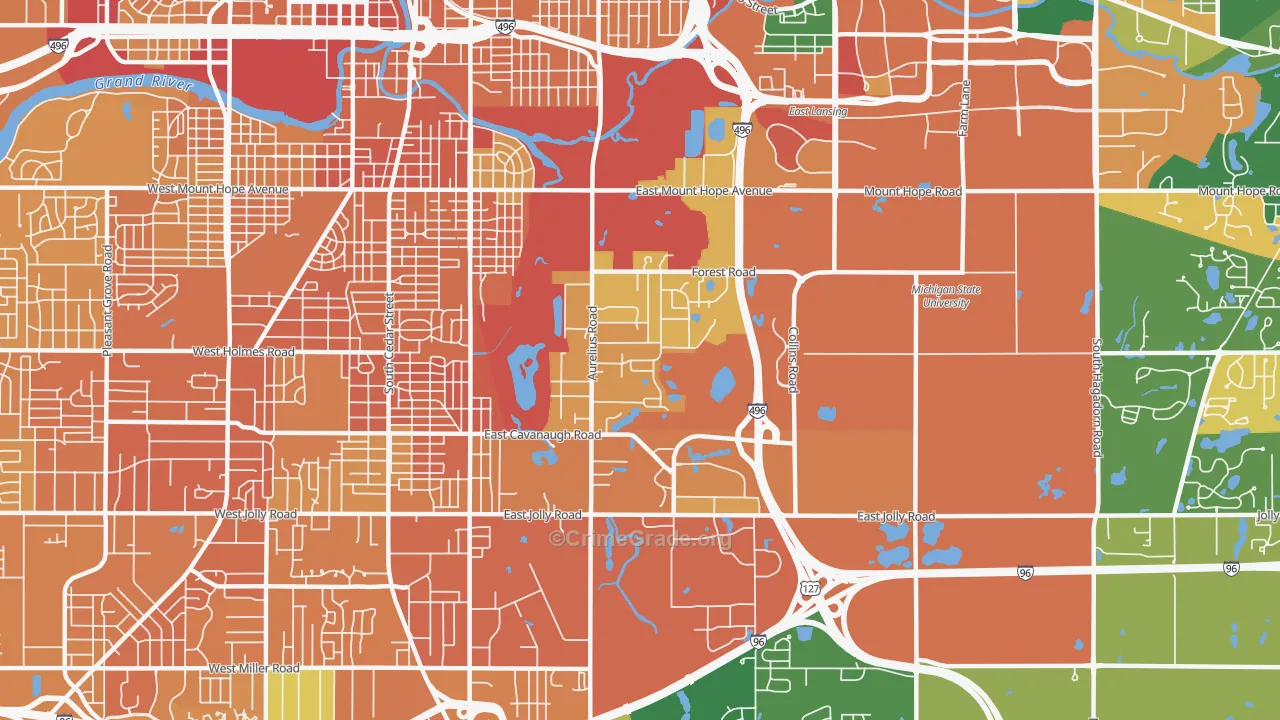 Forest View, Lansing, MI Map of Assault Rates