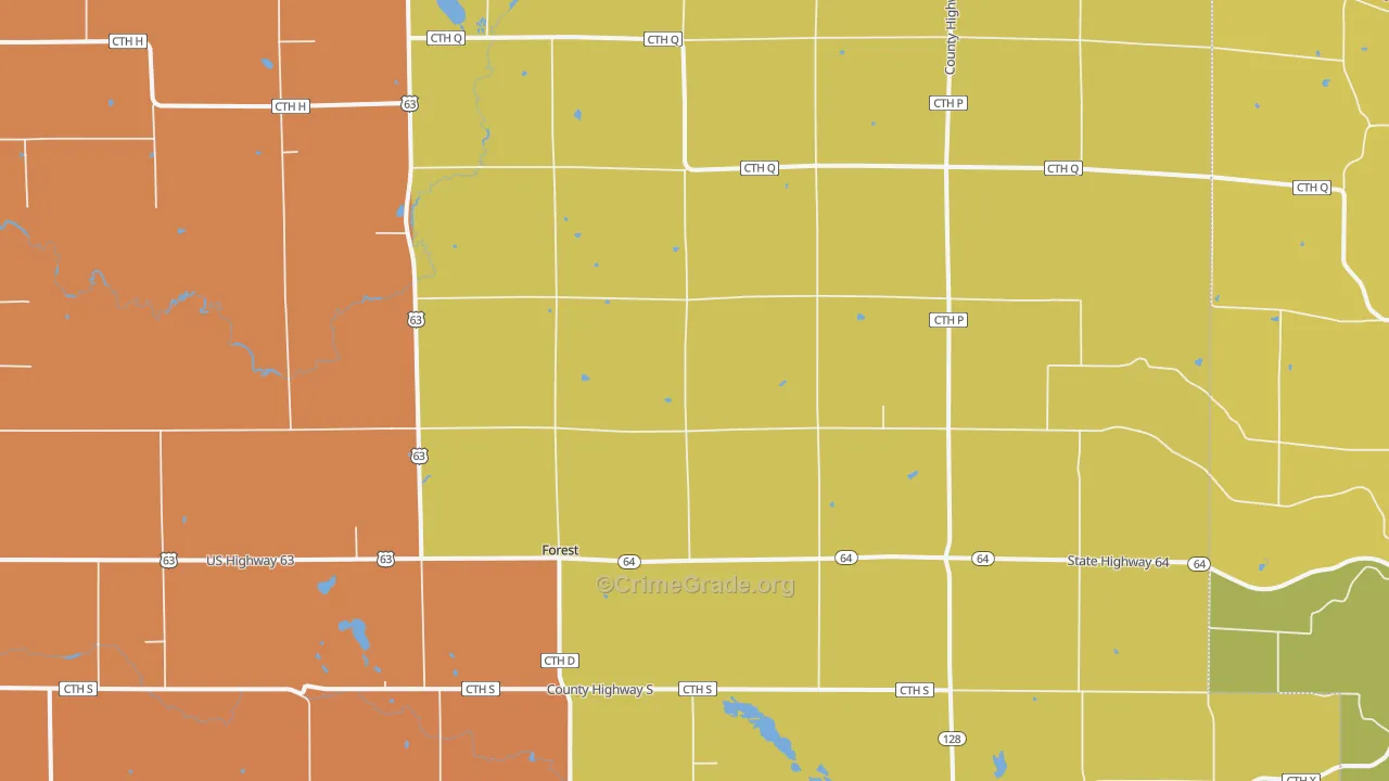 Forest, WI Map of Assault Rates