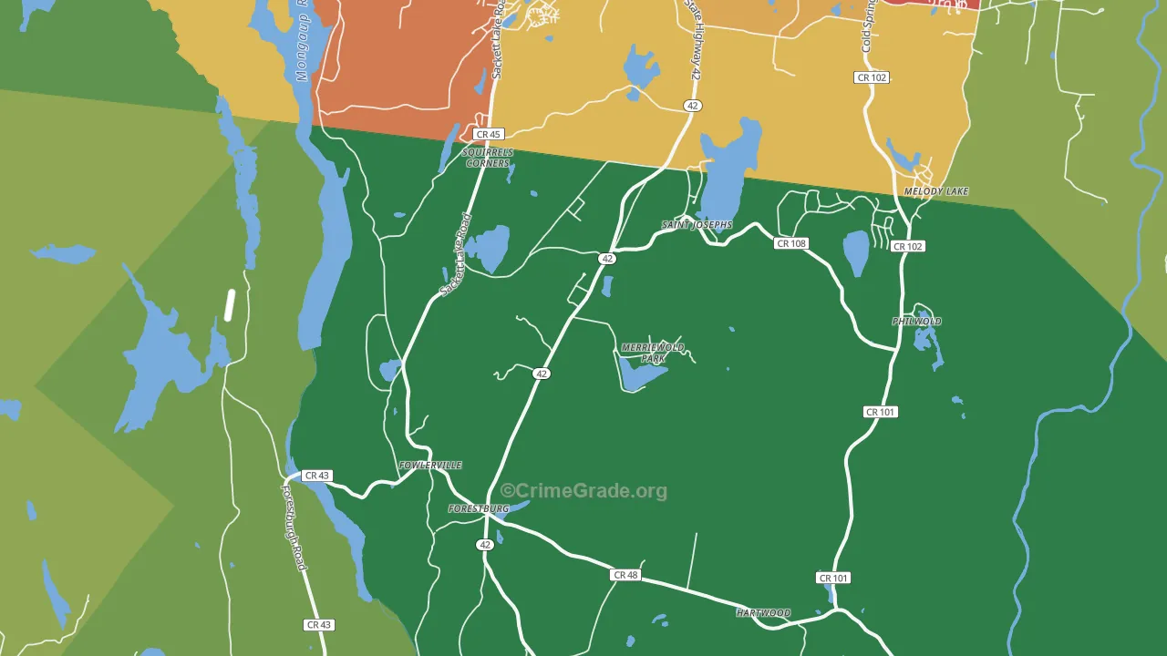 Forestburgh, NY Map of Assault Rates