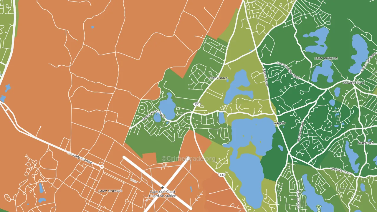 Forestdale, MA Map of Assault Rates