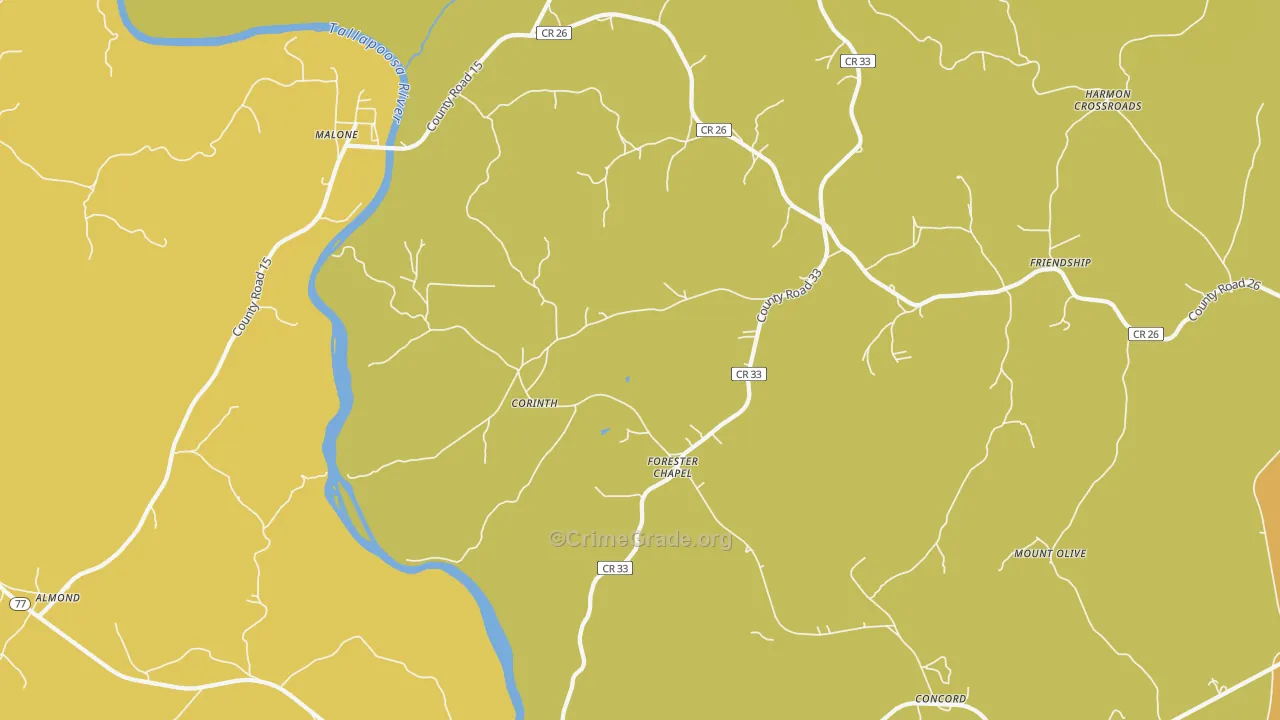 Forester Chapel, AL Map of Assault Rates
