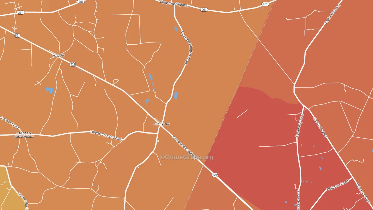Foreston, SC Map of Assault Rates