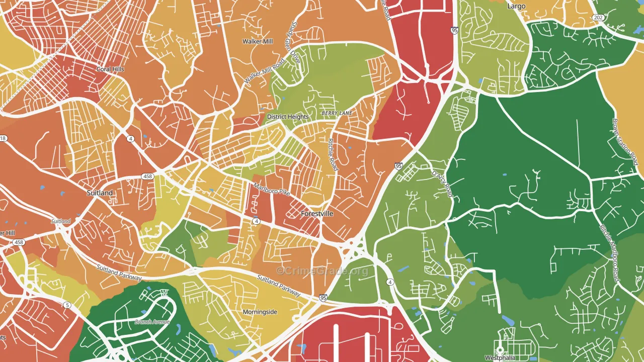 Forestville, MD Map of Assault Rates