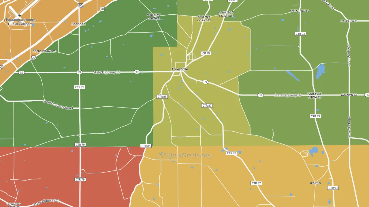 Forestville, NY Map of Assault Rates