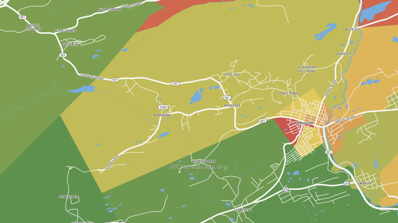 Forestville, PA Map of Assault Rates